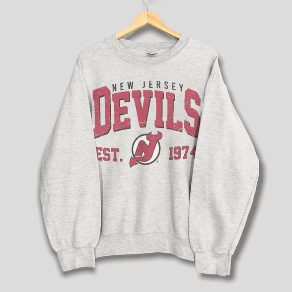 Vintage New Jersey Devils Sweatshirt, Retro 90s New Jersey Devils Hockey Shirt - Picture 1 of 2